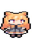 a pixel art drawing of a girl with orange hair and a cat 's head .
