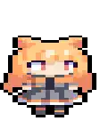 a pixel art drawing of a girl with orange hair and a cat 's head .
