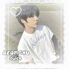 a picture of a boy with the name beomgyu dulce