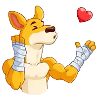 a kangaroo with a bandaged arm is holding a heart in its paw