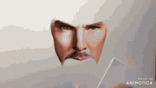 a drawing of a man with a mustache is being made in animatica