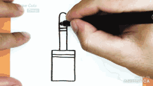 a person is drawing a lipstick on a piece of paper with a marker
