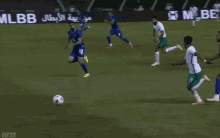 a soccer player with the number 18 on his jersey is kicking the ball