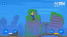 a cartoon character is riding a bike on a bridge in a video game called balance
