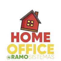 a logo for home office @ramossistemas with a red house on it