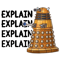 a cartoon dalek says explain explain explain explain