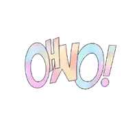 the word ohno is written in a rainbow of colors on a white background