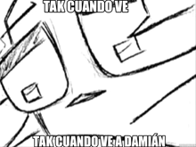 a black and white drawing of a person holding a stack of books with the caption tak cuando ve tak cuando ve a damian