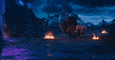 a man with a beard is holding a glowing sword