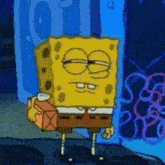spongebob squarepants from spongebob squarepants is holding a box on his shoulder .