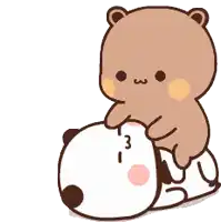 a bear is sitting on top of a panda bear .