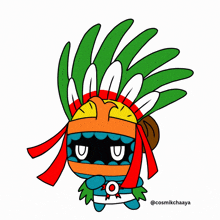 a cartoon drawing of a native american with the name cosmikchaaya underneath