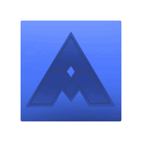 a blue cube with the letter w on it in a black square