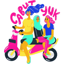 girls driving scooter motorbike road trip