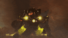 a robot is holding a gun with a yellow smoke coming out of it 's mouth