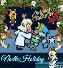 a pixel art christmas card that says noelle holiday