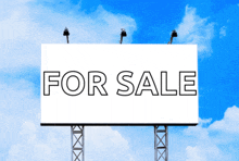 a white billboard with the words for sale written on it