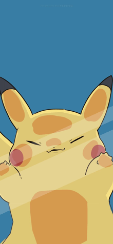a pikachu behind a glass with a blue sky in the background