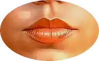 a close up of a woman 's lips with a white border