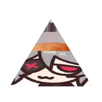 a cartoon character in a triangle with a red background