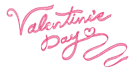 a pink valentine 's day logo with a heart in the middle