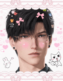 a man with glasses and a bunny on his face