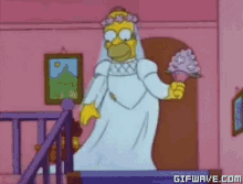 Homer'S Wedding Dress GIF - The Simpsons Homer Simpson Wedding GIFs