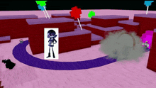 a computer generated image of a maze with a picture of a girl in the middle