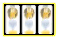 a blurred image of a slot machine with three diamonds and a gold coin