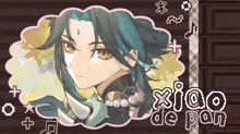 a picture of xiao de pan with a speech bubble around him