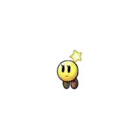 a yellow cartoon character with a star on top of his head .