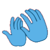 a pair of yellow hands making a circle with their fingers .