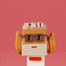 a cartoon character with a pixelated speech bubble that says yes