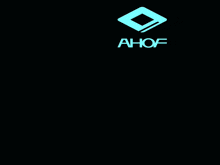 a black background with a yellow logo for ahof
