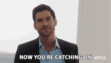 Now Youre Catching On Tom Ellis GIF - Now Youre Catching On Tom Ellis Lucifer Morningstar GIFs