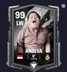 a card that says 99 lw and anbiya