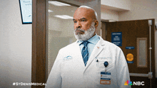a man in a lab coat has a name tag that says doctor on it