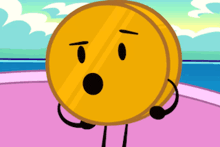 a cartoon illustration of a coin with arms and legs and a smiling face