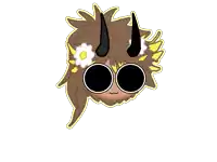 a cartoon drawing of a person wearing sunglasses and a flower in their hair