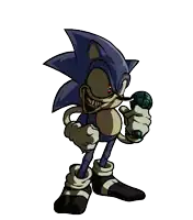 a cartoon of sonic the hedgehog holding a microphone and smiling