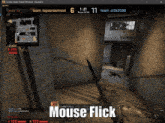 a computer screen shows a mouse flick in a game