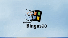 a blue background with binbows bingus98 written on it