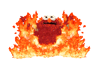 elmo from sesame street is on fire with a white background