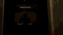 a pixelated image of a doorway with a light on