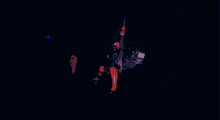 a blurry picture of a person in a dark room with blue lights behind them