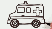 a person is drawing an ambulance with a marker and made in animatica