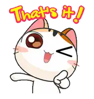 a cartoon cat says that 's it with a big smile on its face