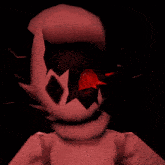 a cartoon character with a red eye and a white hat
