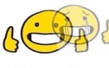 a drawing of a smiley face with a thumbs up and a crying smiley face .