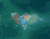 a cartoon character is swimming in a pool